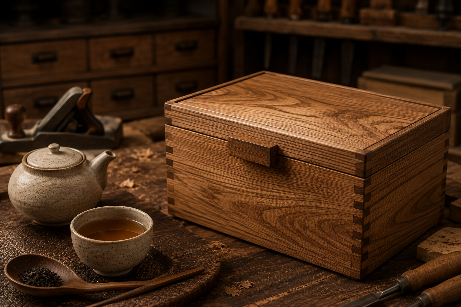 Bespoke Oak Tea Storage Chest – Deposit